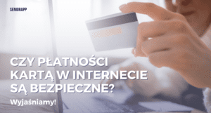 Tytuł: Czy płatności kartą w internecie są bezpieczne? Osoba używająca karty.