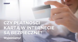 Tytuł: Czy płatności kartą w internecie są bezpieczne? Osoba używająca karty.
